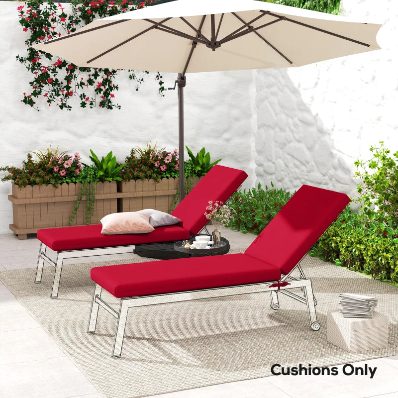 2-Piece Back and Seat Cushion Pillows Replacement, Patio Chair Cushions Set with Ties for Indoor Outdoor, Wine Red
