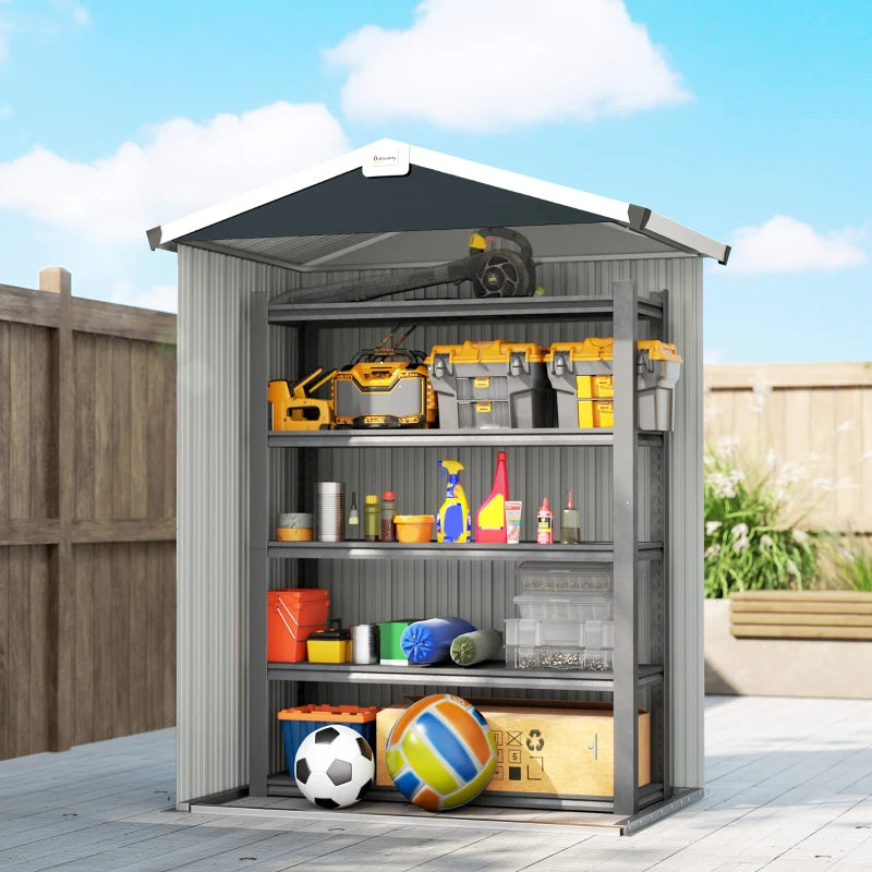 4.4' x 3' Outdoor Storage Shed with Double Doors, Metal Garden Shed for Backyard Patio