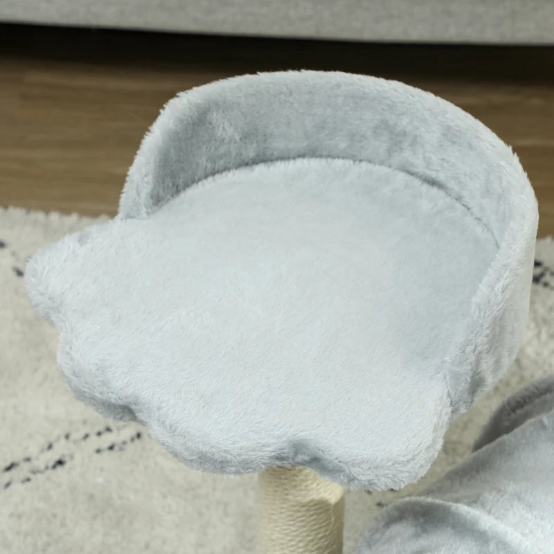 18.5" Small Cat Tree, Compact Cat Tower with Tunnel, Scratching Post, Plush Bed, Dangling Ball, for Indoor Use, Grey
