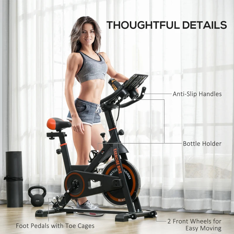 Soozier Adjustable Upright Stationary Exercise Bike w/ LCD Display, Indoor Cycling Bike for Home w/ Adjustable Resistance, Red