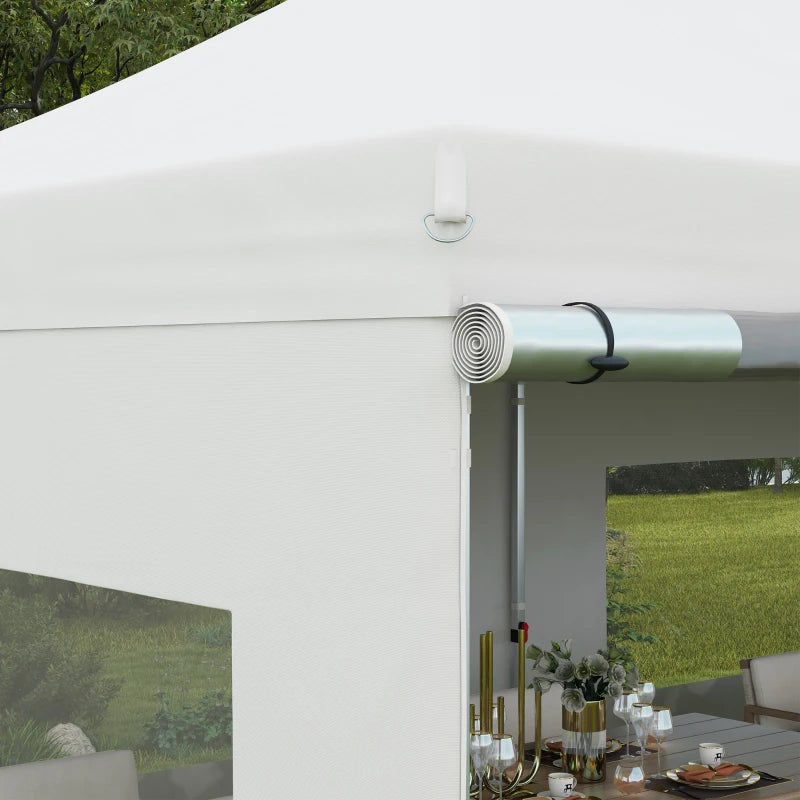 20' x 10' Folding Pop Up Canopy Tent with Sidewalls,  Windows, Weight Bags and Carrying Bag, White