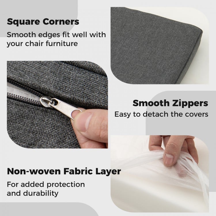 2-Pack Outdoor Patio Cushion Set with Removable Covers-Gray