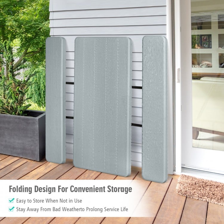Indoor and Outdoor Folding Picnic Table Bench Set with Wood-like Texture-Gray