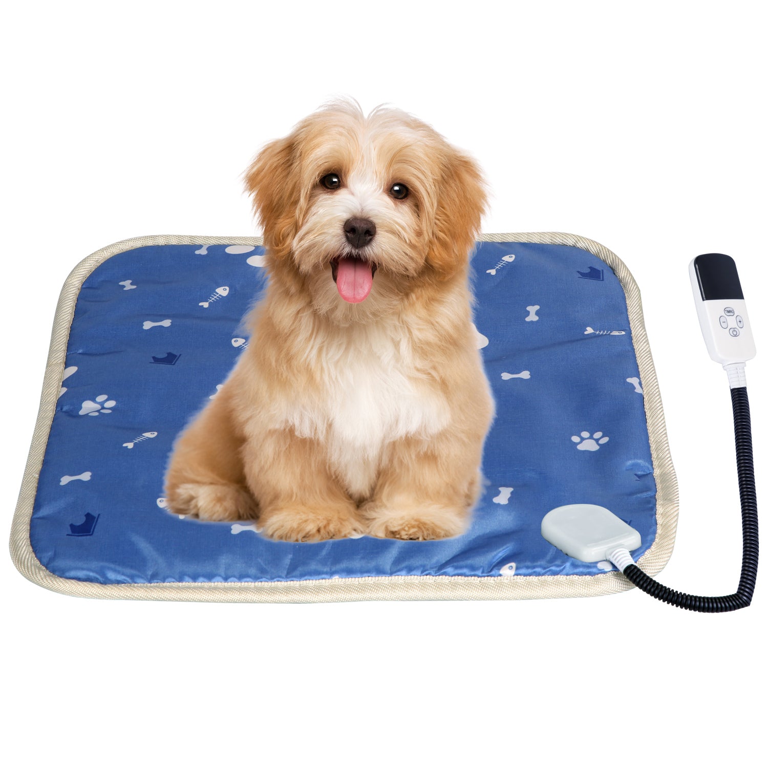 Pet Heating Pad Electric Dog Cat Heating Mat Waterproof Warming Blanket with 9 Heating Levels 4 Timer Setting Constan On Function Chewing-resistant S/ 