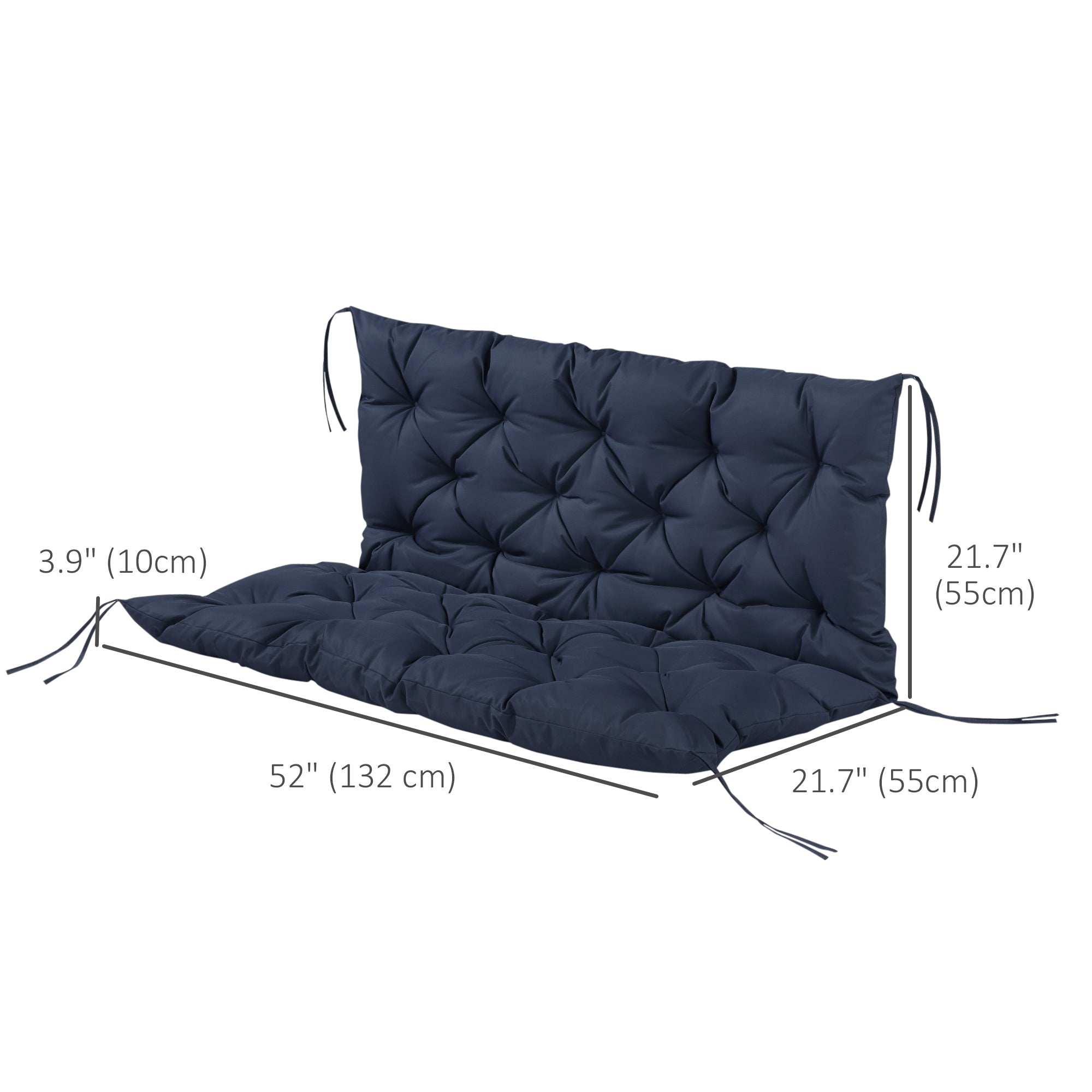 Outsunny 2-Seater Garden Bench with 4.7" Thick Cushions, Non-Slip Backrest Pad, Outdoor Patio Furniture, Navy Blue 