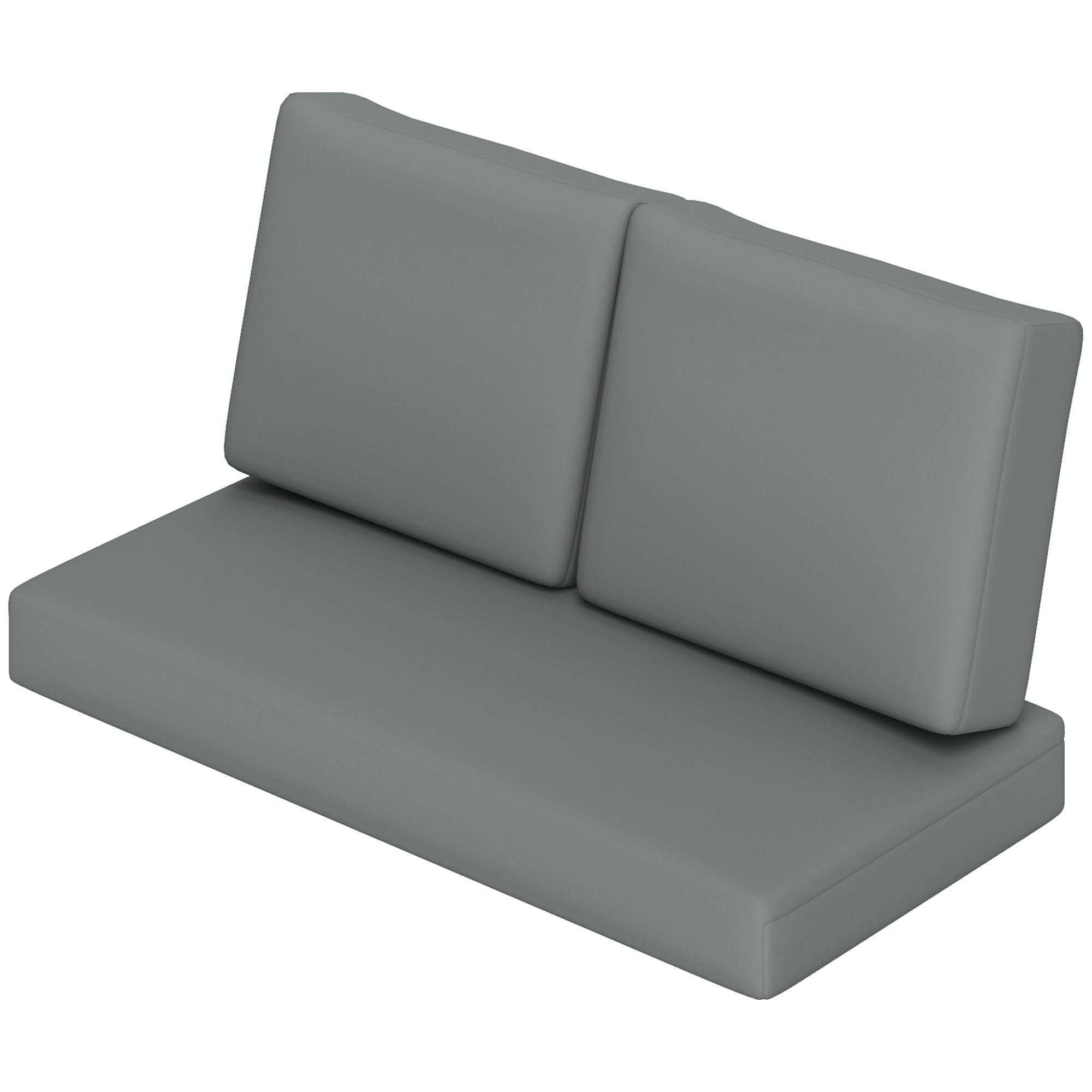 Outsunny 2 Seater Outdoor Seat Cushions with Backrest, Loveseat Double Sofa Outdoor Furniture Cushions, Fade-Resistant Replacement Patio Cushions for Indoor and Outdoor, Light Grey 