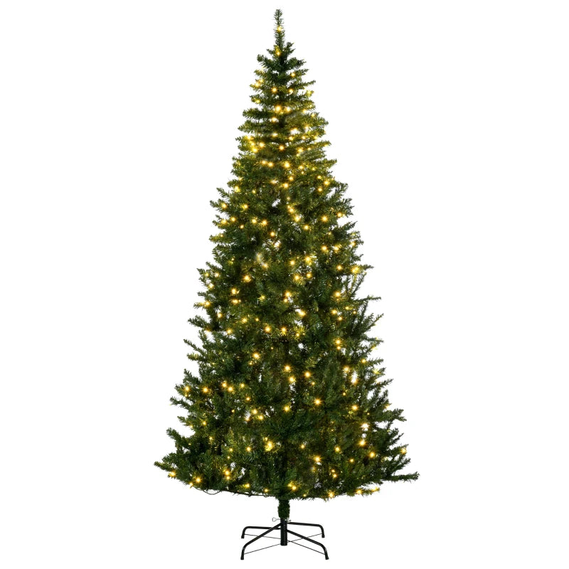 HOMCOM 7.5 Feet Prelit Artificial Christmas Tree with Warm White LED Lights, Holiday Home Xmas Decoration, Green 
