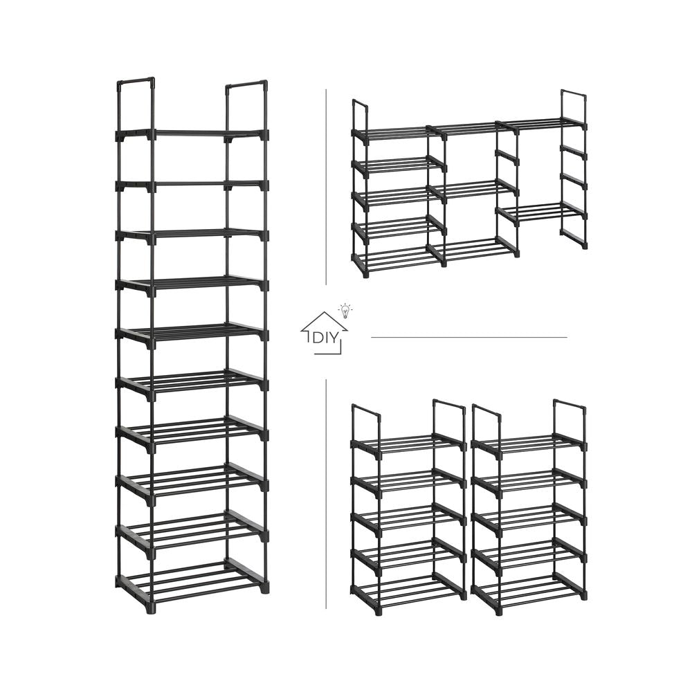 SONGMICS Set of 2 Metal Shoe Storage Organizer with 5 Shelves 