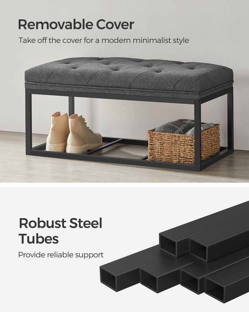 SONGMICS Storage Ottoman Bench with Legs, Load up to 660 lb 
