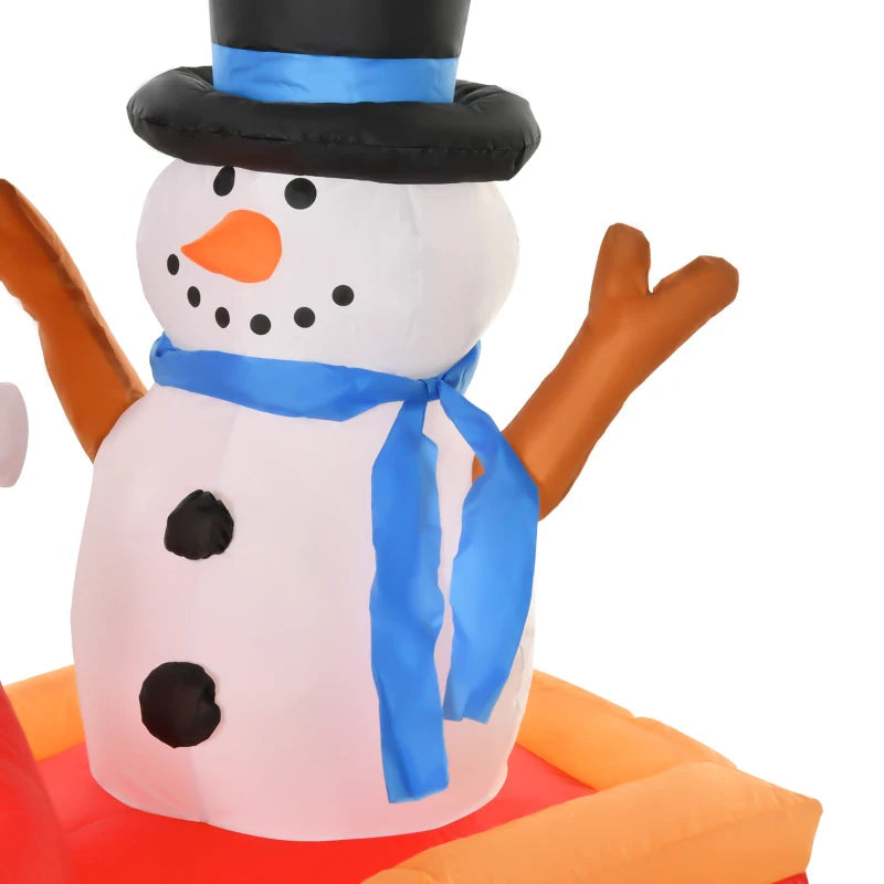 HOMCOM 6.5FT Inflatable Christmas Santa & Snowman on Sleigh with Reindeer, LED Lighted Blow Up Holiday Yard Decoration 