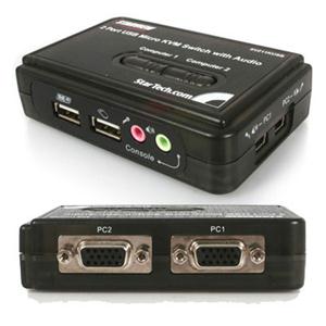 2 Port USB KVM Kit with Cables and Audio Switching - KVM / audio switch - USB - 2 ports - 1 local user 