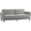 HOMCOM Pull Out Sofa Bed, Button Tufted Fabric Convertible Bed Couch with Adjustable Back, for Living Room, Grey 