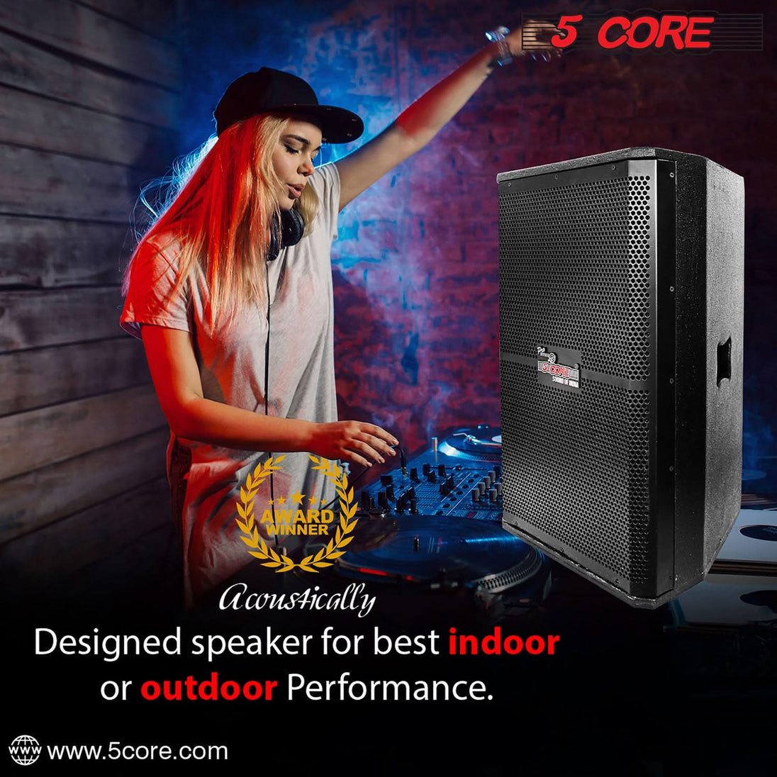 5Core Portable Cabinet PA DJ Speaker System 15 Inch 2000W Passive 2 Way Loudspeaker