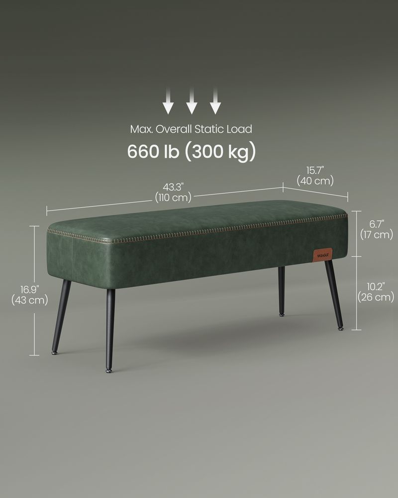 VASAGLE EKHO Collection - Ottoman Bench with Steel Legs 