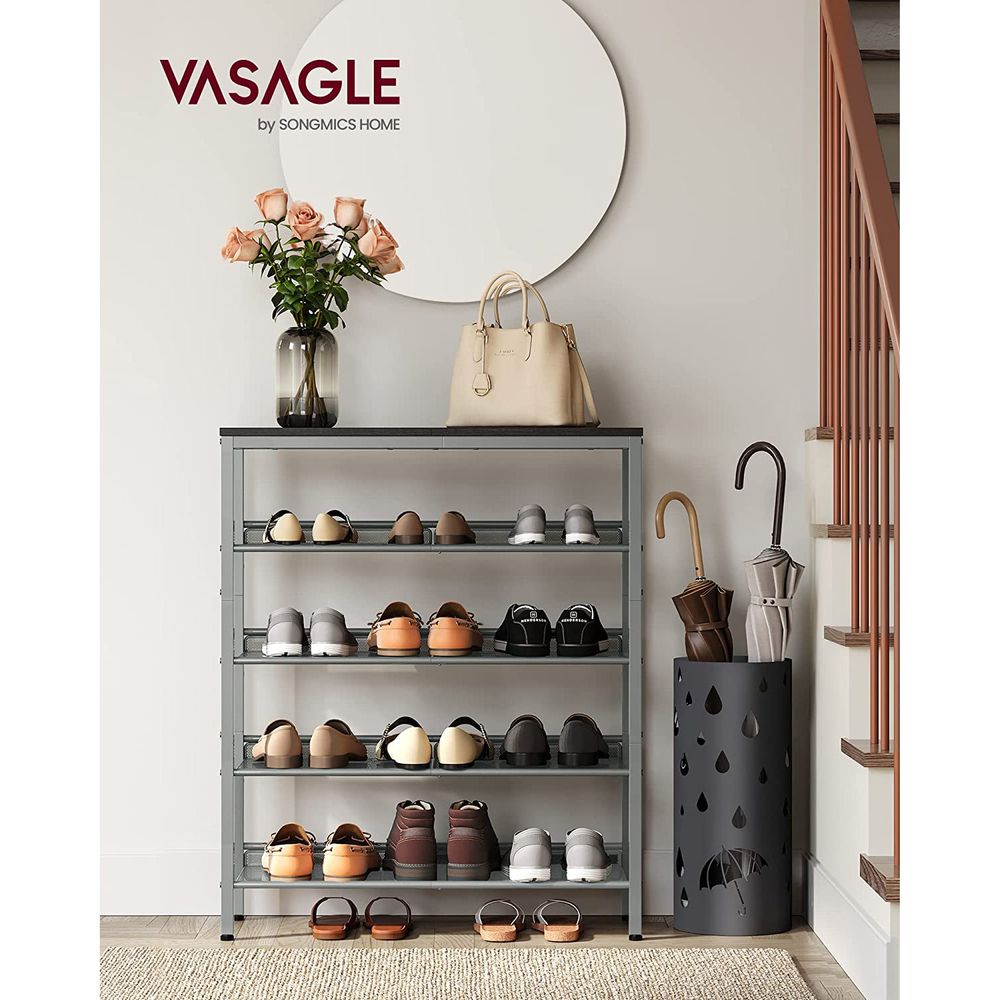 VASAGLE 5-Tier Shoe Rack with Storage Shelves and Spacious Top 