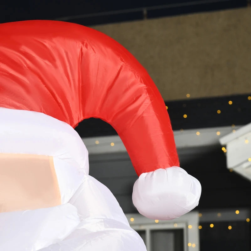HOMCOM 8FT Inflatable Christmas Santa Claus with Candy Cane, LED Lighted Blow Up Outdoor Yard Decoration for Holiday Display 