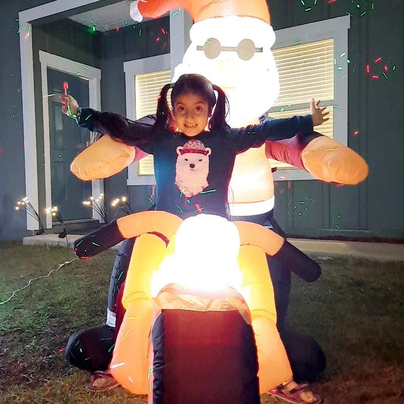 HOMCOM 5.2FT Inflatable Christmas Santa Claus on Snowmobile, LED Lighted Blow Up Decoration for Indoor & Outdoor Holiday Display 