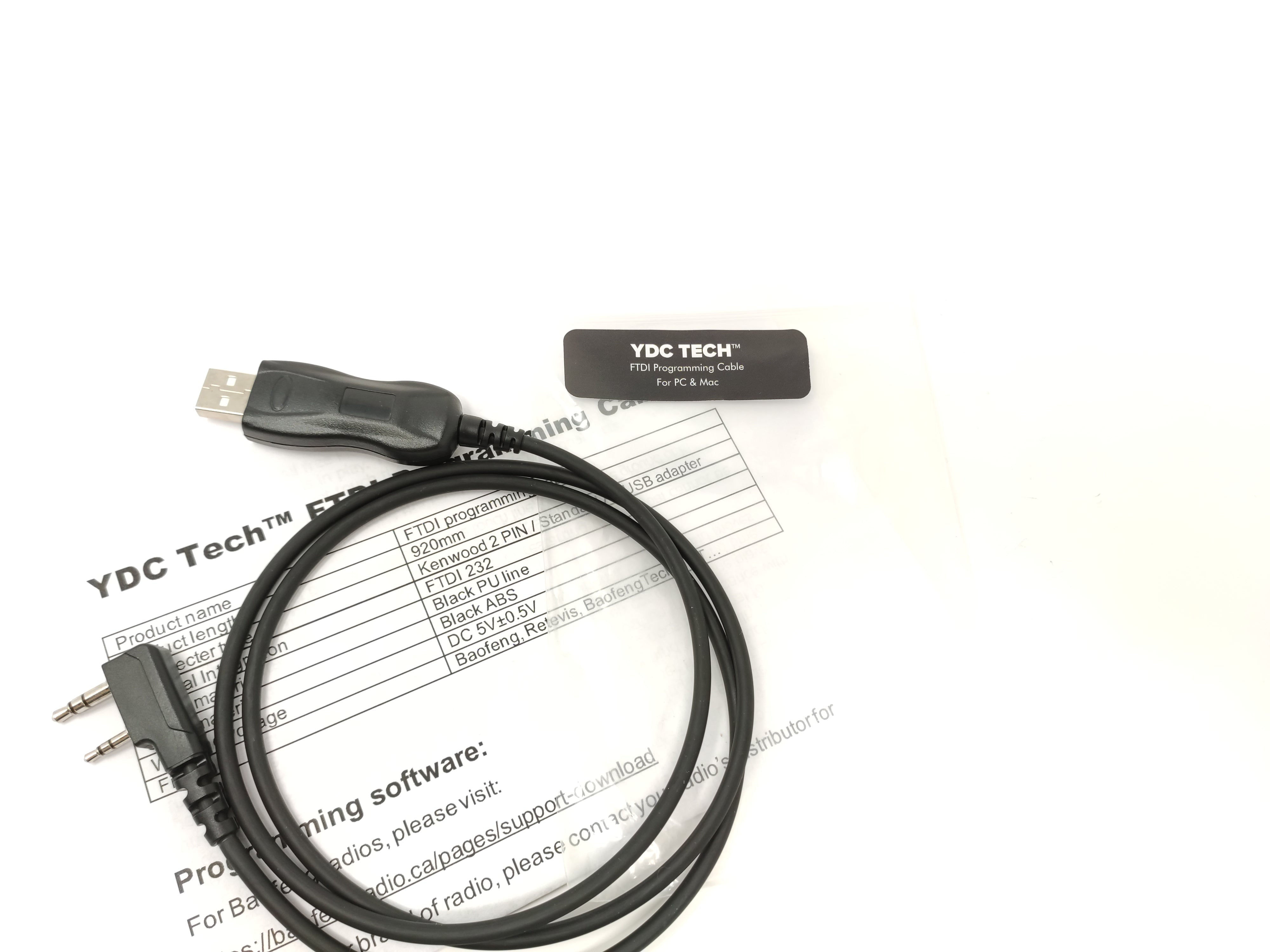 YDC TECH FTDI Genuine USB Programming Cable for BTECH, BaoFeng, Kenwood, and AnyTone Radio 