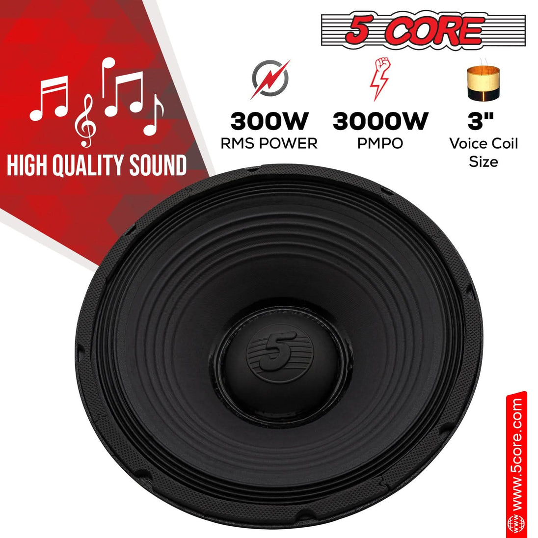 5Core 15 Inch Subwoofer Speaker 8Ohm Full Range Replacement DJ Bass Sub Woofer