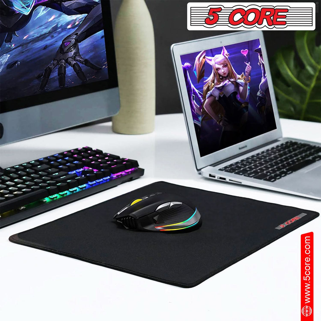 5Core Gaming Mouse Pad 3x3 Desk Mouse Mat w Rubber Base Mousepad Pair