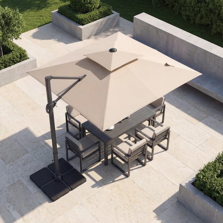 10 FT Aluminum Pole Patio Cantilever Umbrella with 220 LBS Base
