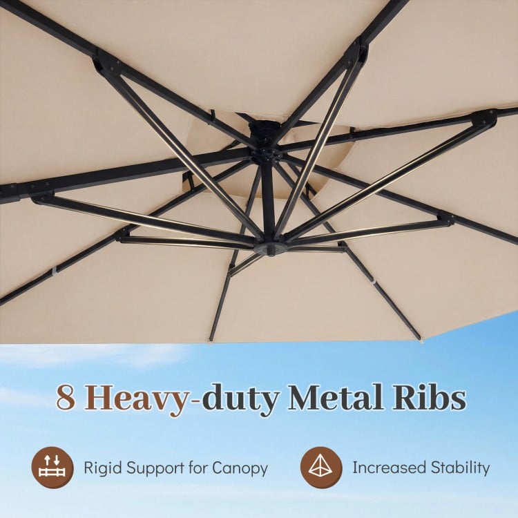 10 FT Aluminum Pole Patio Cantilever Umbrella with 220 LBS Base