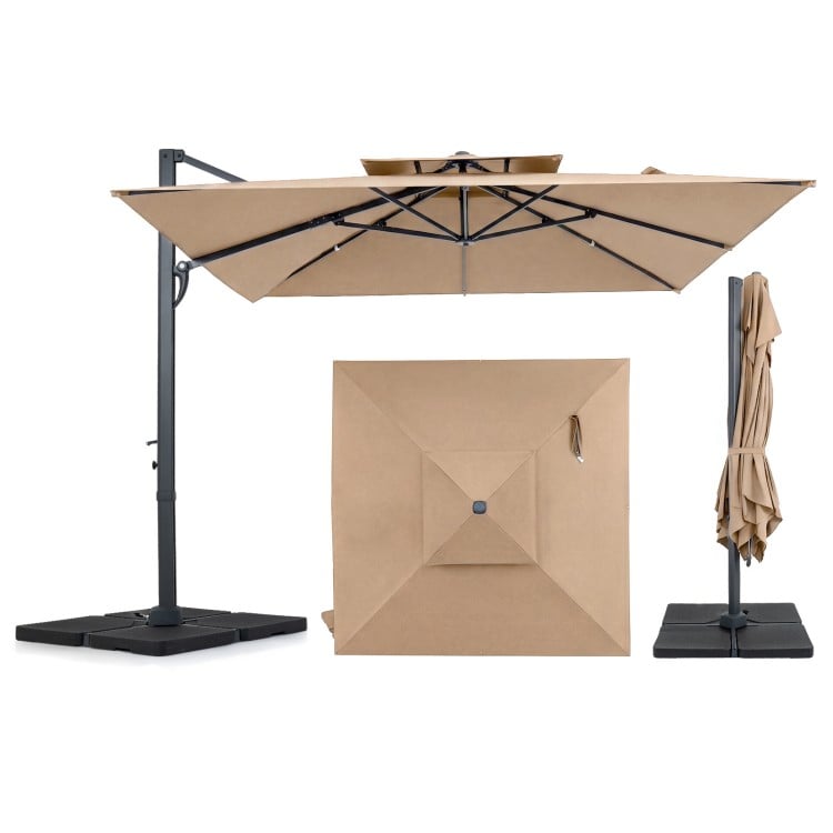 10 FT Aluminum Pole Patio Cantilever Umbrella with 220 LBS Base