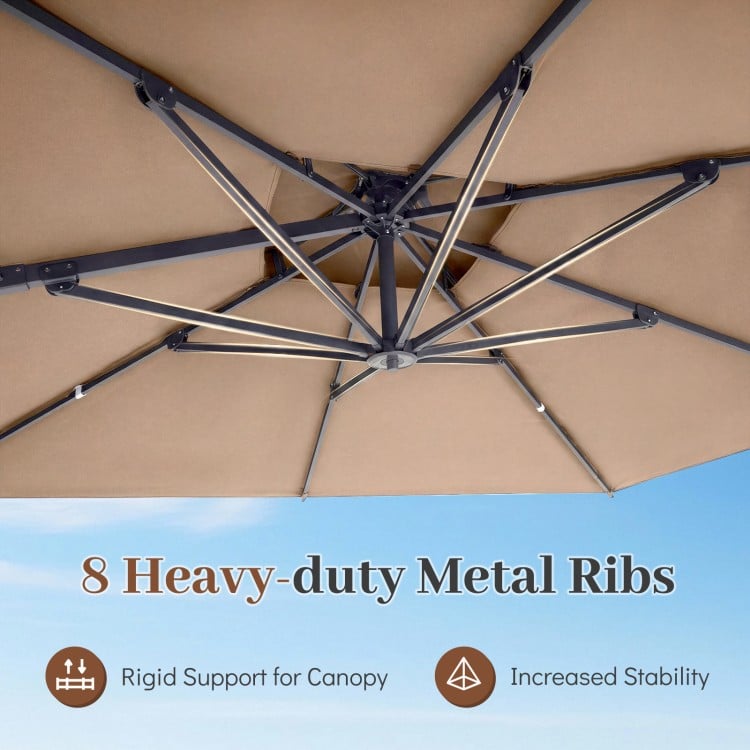 10 FT Aluminum Pole Patio Cantilever Umbrella with 220 LBS Base
