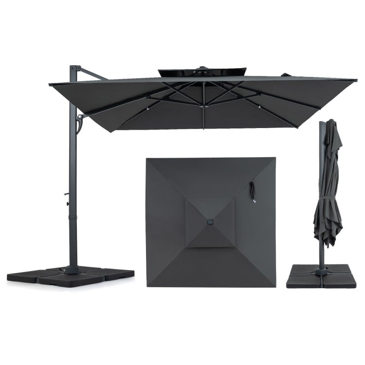 10 FT Aluminum Pole Patio Cantilever Umbrella with 220 LBS Base