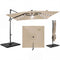 10 FT Cantilever Patio Umbrella with 32 Solar LED Lights and 220 LBS Base