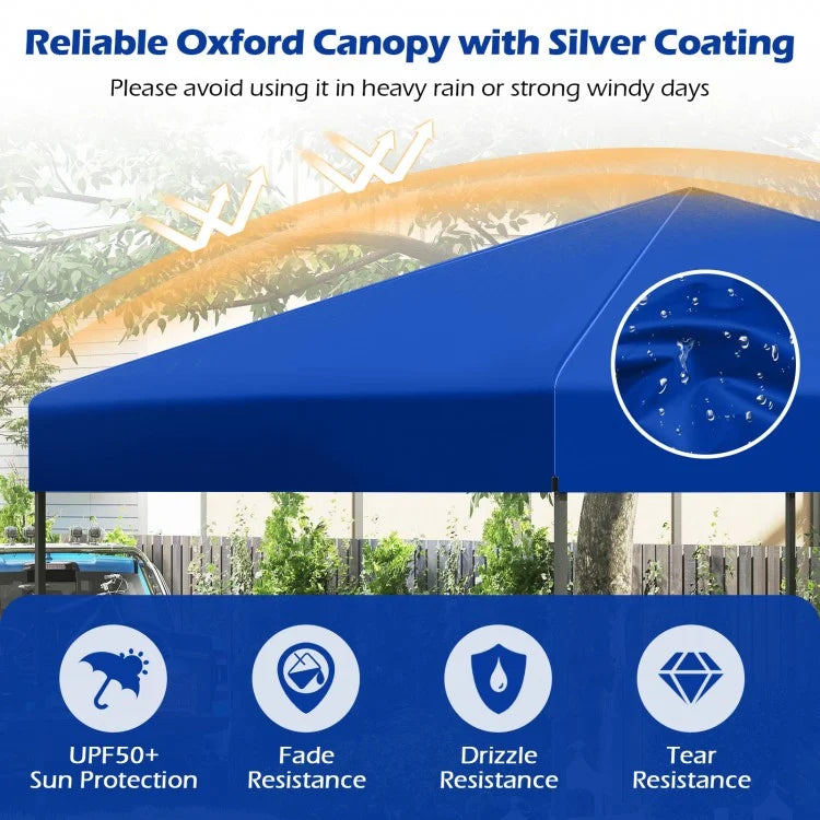 10 x 10 Ft Pop-Up Canopy Tent with Carrying Bag & Stakes – Easy Setup Outdoor Shelter