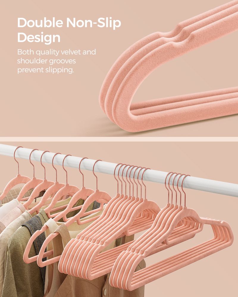 SONGMICS Clothes Hanger with Rose Gold Swivel Hook 