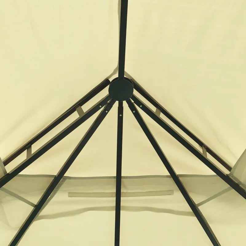 Outsunny 12'x10' Soft-top Patio Gazebo Canopy Steel Gazebo with Double Vented Roof, Mosquito Netting, Beige 