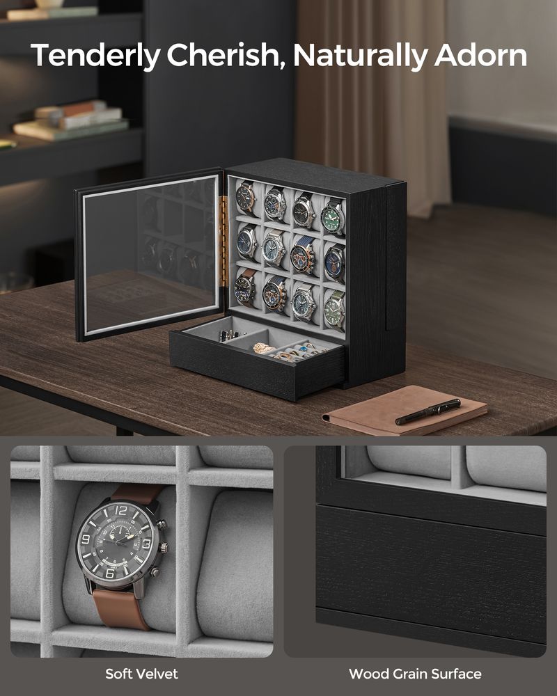 SONGMICS 12-Slot Wooden Watch Box 