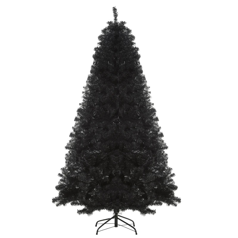 HOMCOM 6ft Artificial Christmas Tree Unlit Douglas Fir with Realistic Branch Tips, Black Halloween Style 