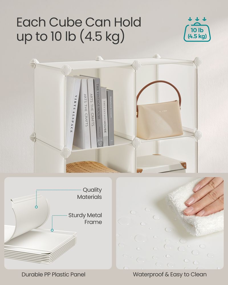 SONGMICS Cube Storage with Door, Set of 12 Plastic Cubes 