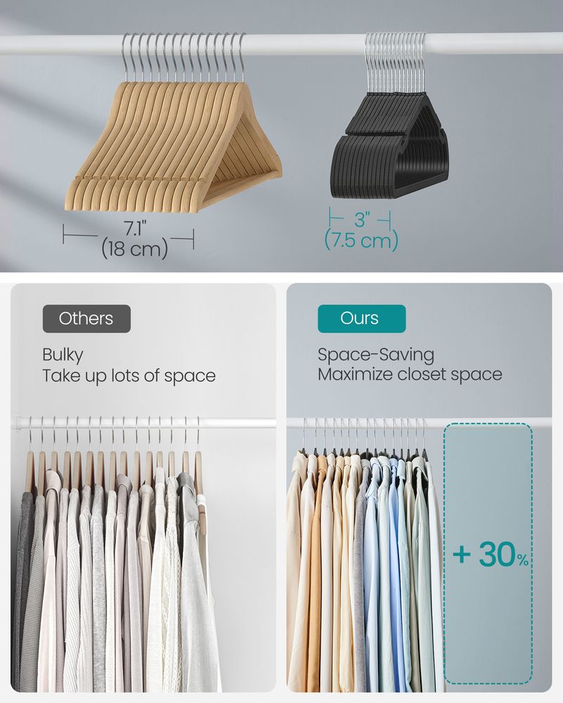 SONGMICS Heavy-Duty Plastic Clothes Hangers 50 Pack 