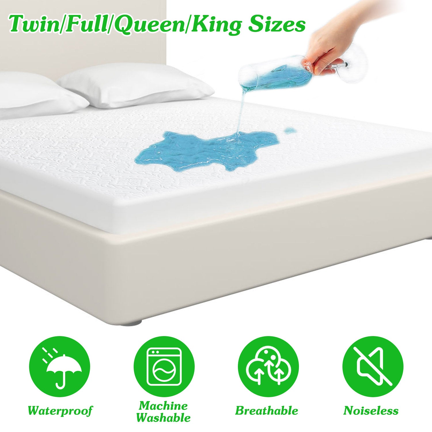 Twin Size Waterproof Mattress Protector Breathable Soft Cotton Mattress Pad Cover With Elastic Deep Pocket Up To 11in Noiseless Machine Washable Beddi 