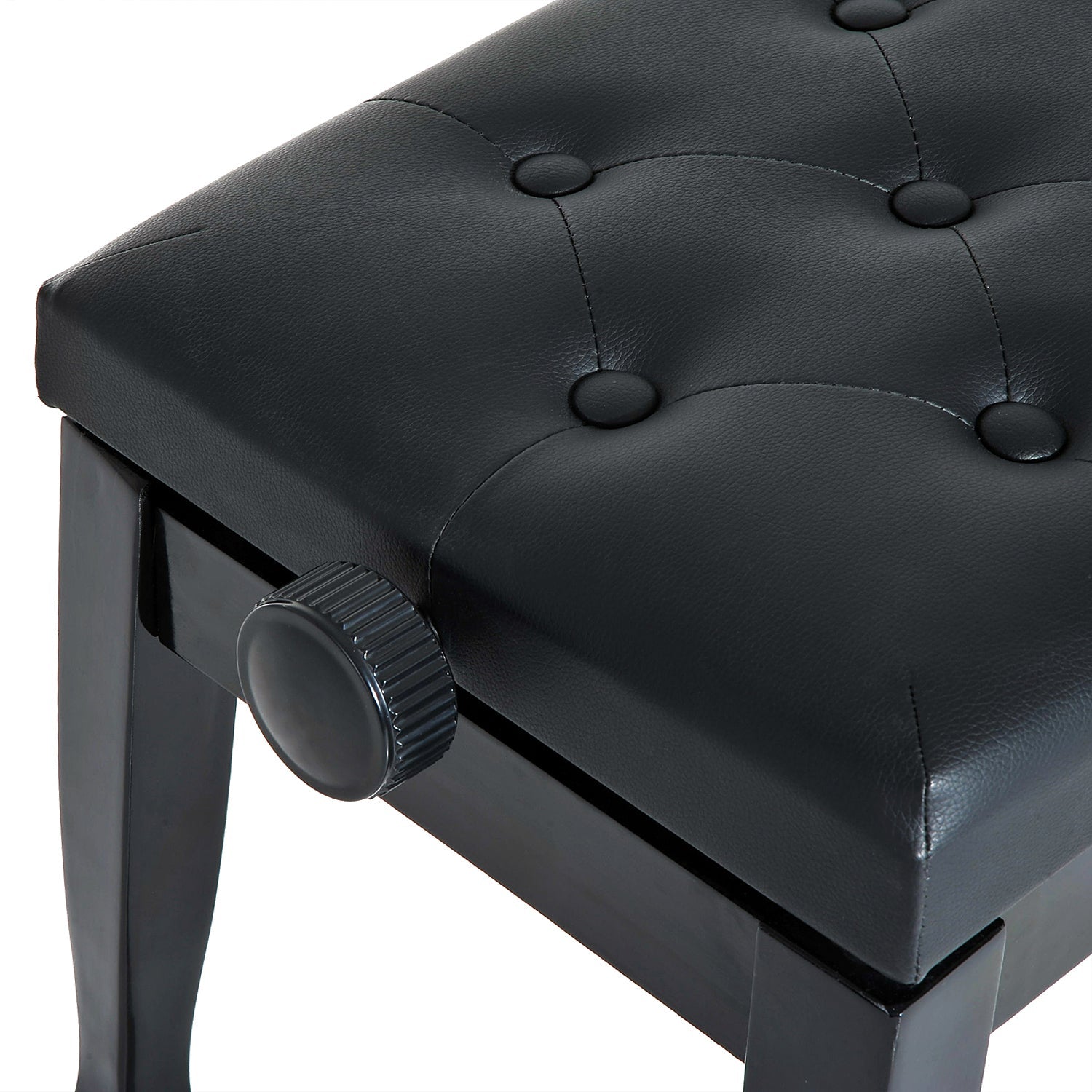 HOMCOM Adjustable Padded Piano Bench 25" Wooden Artist Keyboard Stool Chair Black 
