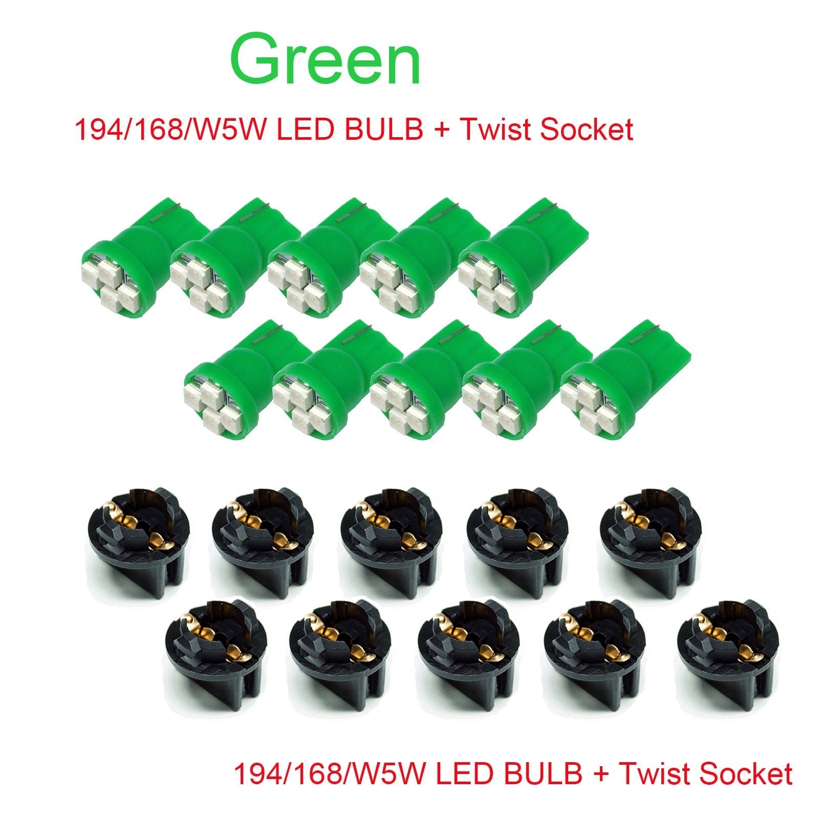 T10 168 194 4SMD 3528 Led instrument Panel Dash Light Bulb 1/2" Twist Lock Socket -12V 