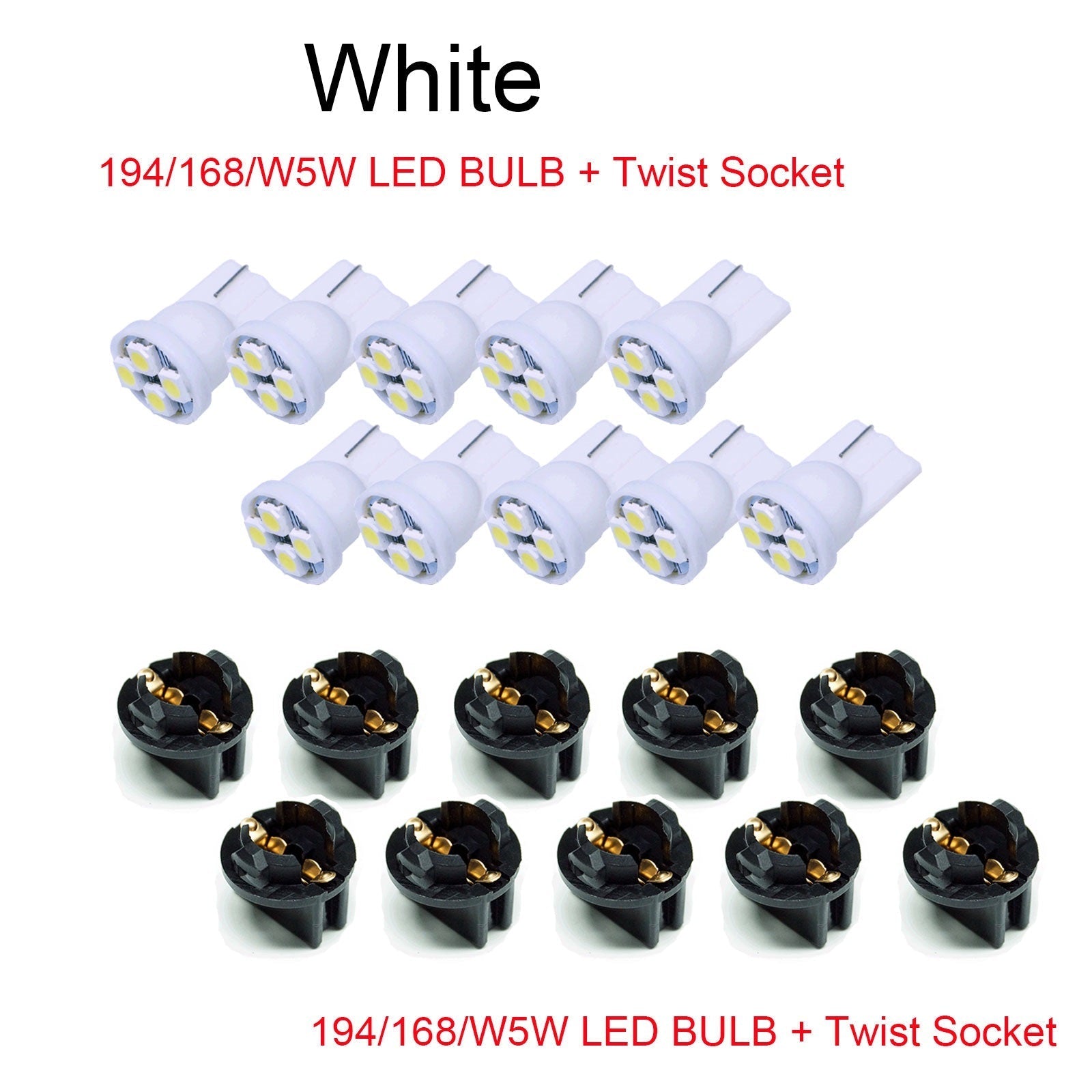 T10 168 194 4SMD 3528 Led instrument Panel Dash Light Bulb 1/2" Twist Lock Socket -12V 