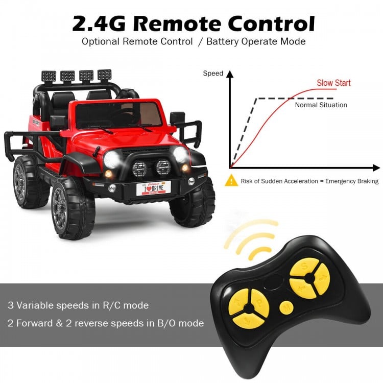 12V 2-Seater Ride on Car Truck with Remote Control and Storage Room-Red