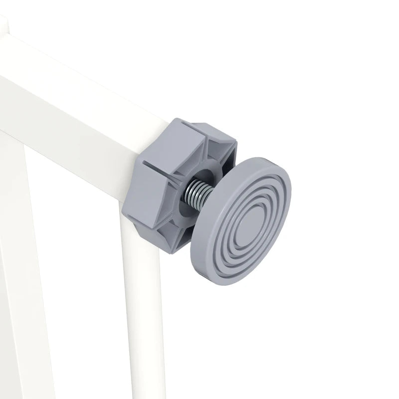 30 Inch Tall Pet Gate with Door Dog Gate and Barrier Indoor for Stairs, Pressure-Mounted Safety Gate, White