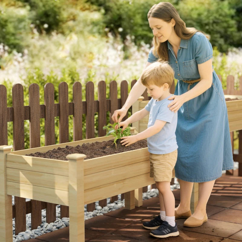 2 Tiers Wood Plant Raised Bed Flower Vegetable Herb Grow Box Stand Garden  Step Planter Stand Free Combination Natural