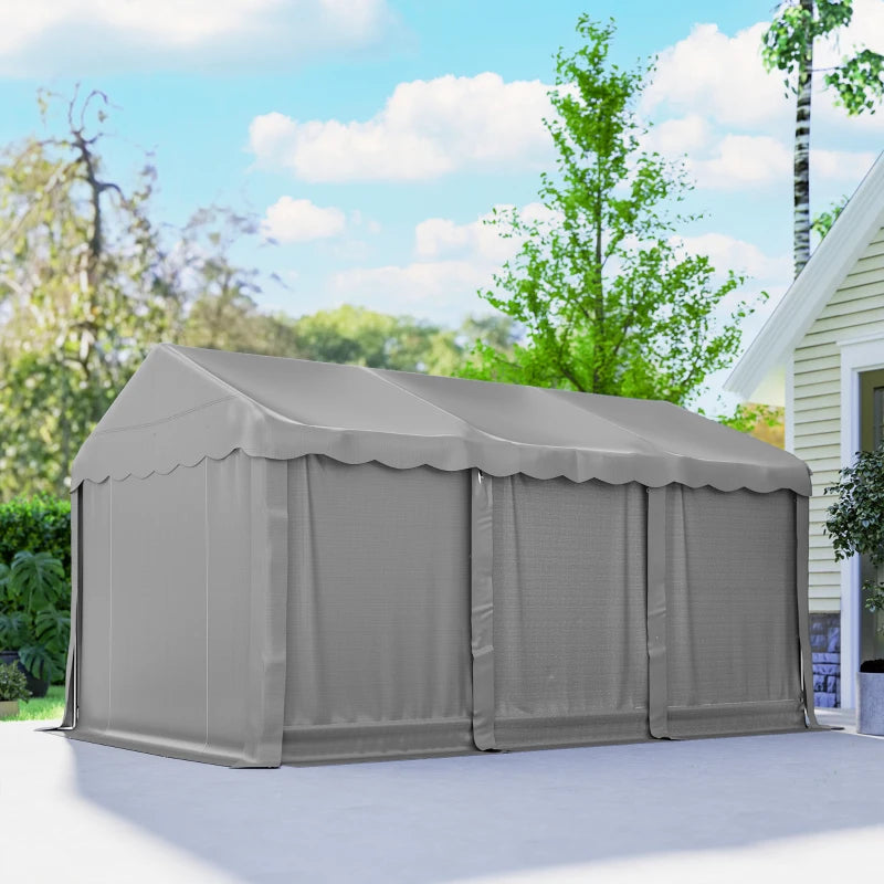 20' x 10' Portable Shed, Outdoor Storage Shed Tent with Roll-up Zipper Door and Removable Sidewalls, Light Grey
