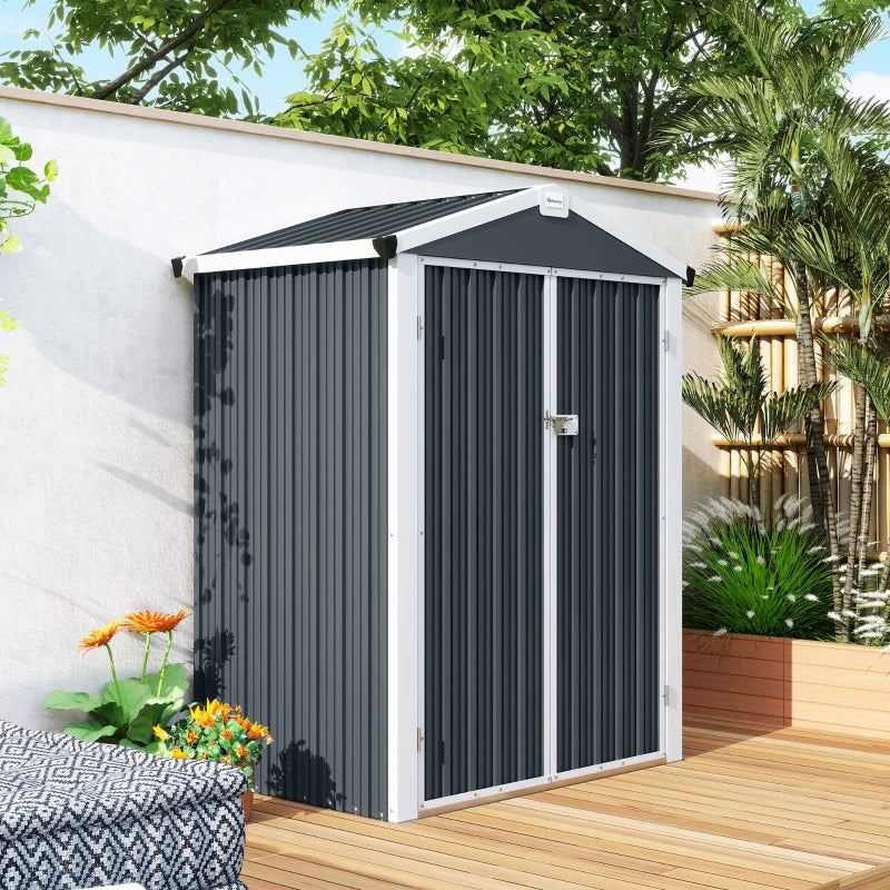 4.4' x 3' Outdoor Storage Shed with Double Doors, Metal Garden Shed for Backyard Patio