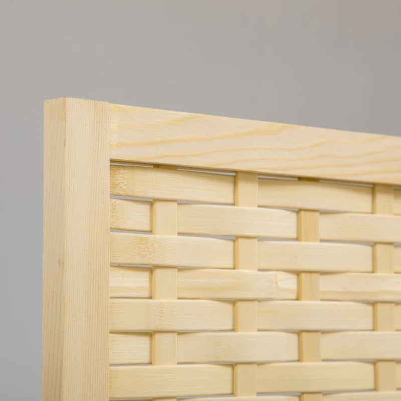 4-Panel Room Divider, 5.6 FT Bamboo Freestanding Folding Privacy Screen for Indoor Bedroom Office, Natural Wood