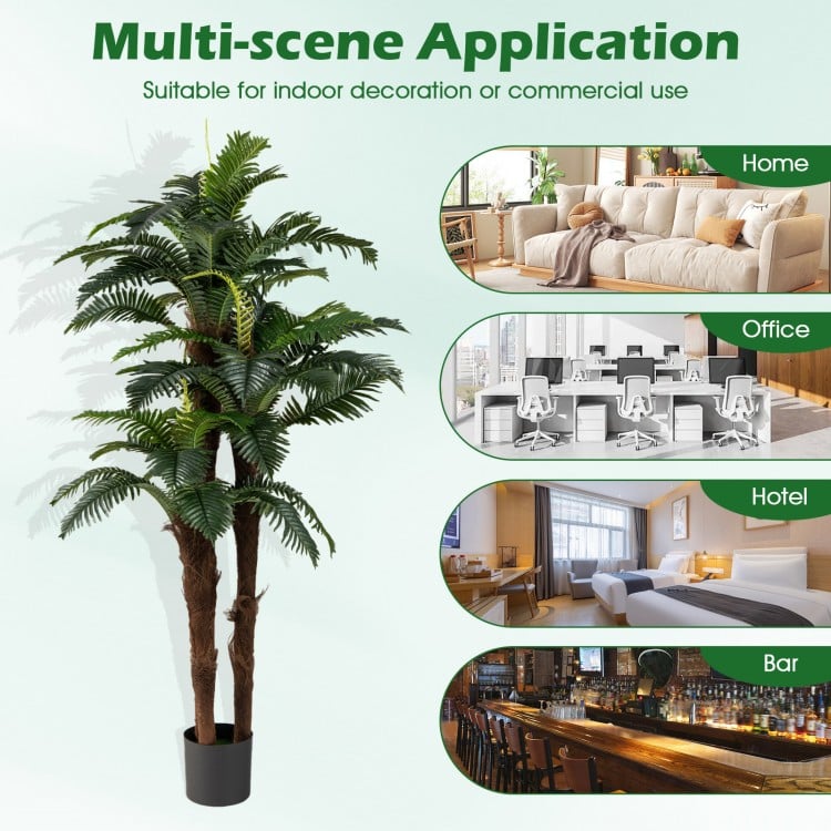 2 Pack Artificial Palm Tree 6.3 ft Tall with Adjustable Leaves