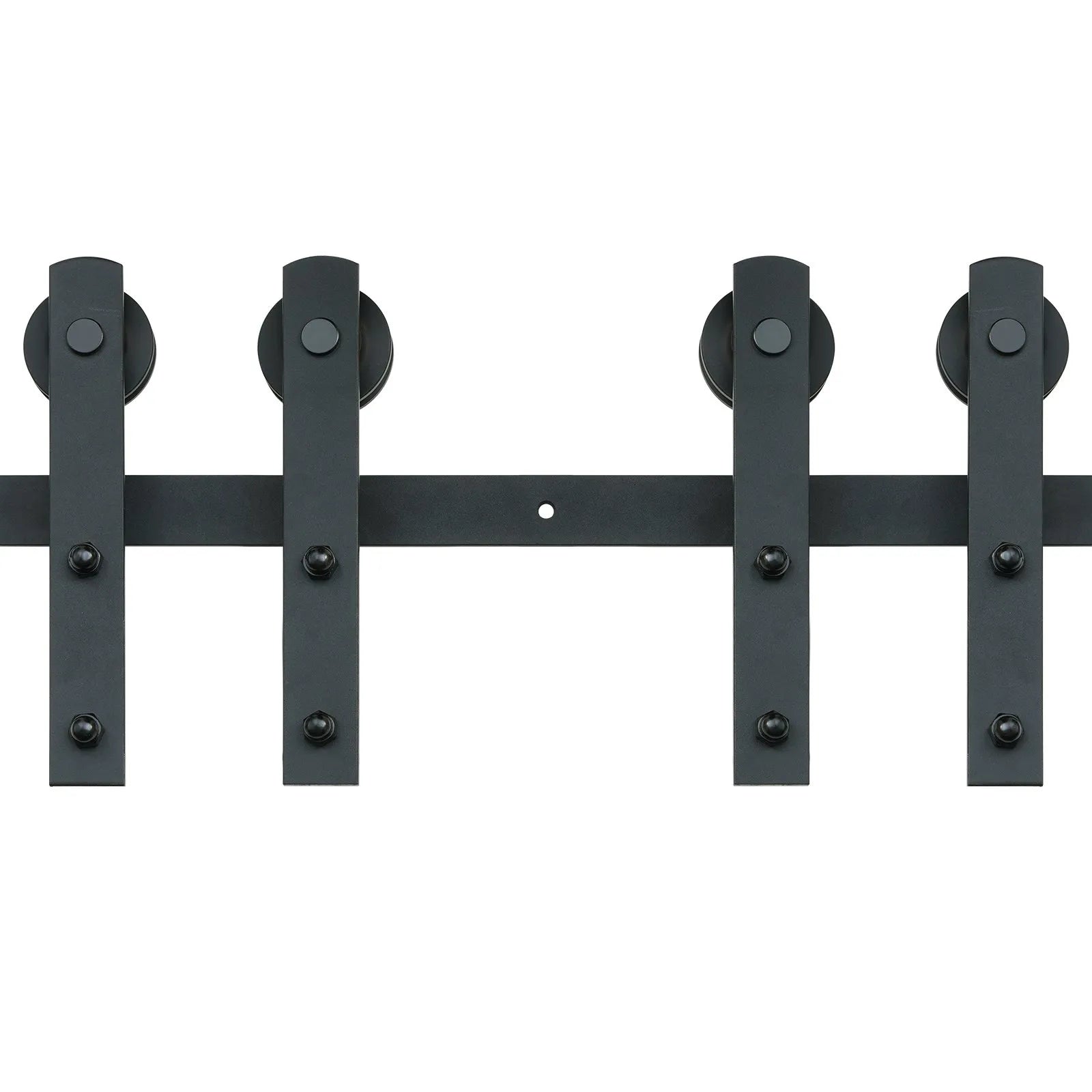 VEVOR 8FT Sliding Barn Door Hardware Kit, 330LBS Heavy Duty Barn Door Track Kit for Double Doors, Fit 3.7-4.3FT Total Wide and 1.3"-1.8" Thick 2 Door Panel, with Smooth & Silent Pulley (I Shape)