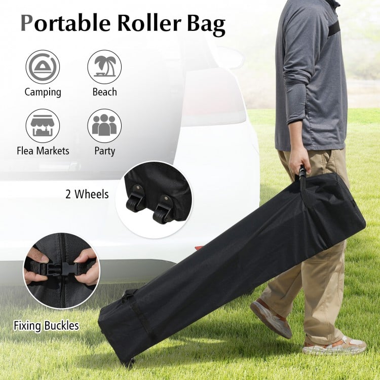 10 X 10 FT Pop up Canopy Tent with 1 Sidewall and Wheeled Bag-White